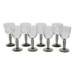 8 verres  eau vintage bormioli rocco en cristal gris stri