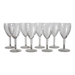 8 verres  pied  vin rouge en cristal grav en frise vintage