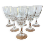8 verres  vin ou eau cristal d arques pompadour annes 1990