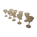 9 anciens verres  pied motif taill villeroy boch