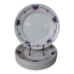 9 assiettes plate anciennes vf paris 'pommettes' 9 assiettes plate anciennes vf paris 'pommettes'