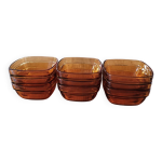 9 coupelles carrées vintage en verre fumé 9 coupelles carrées vintage en verre fumé