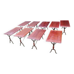 9 tables bistrot en bois et fer forg, 1900