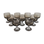 9 verres  vin blanc sur pied vintage luminarc noir fum
