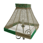 Abat - jour pyramide en fil de jute bistre et vert