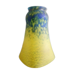 Abat - jour tulipe en verre moucheté jaune, bleu et vert Abat - jour tulipe en verre moucheté jaune, bleu et vert