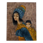 Acrylique sur carton par tran long  une m�re portant son enfant