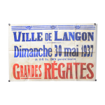 Affiche  grandes r�gates  - ville de langon - 1937