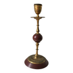 Ancien beau bougeoir pierre dure jaspe marbre rouge xix