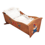 Ancien berceau ou lit  bascule pour poupe avec literie - vintage