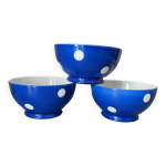 Anciens bols porcelaine longchamp pois bleus