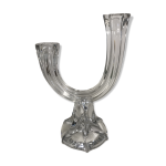 Ancien bougeoir 2 lumières en cristal signé Ancien bougeoir 2 lumières en cristal signé