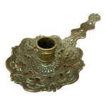 Ancien bougeoir a main raz de cave bronze dor vintage