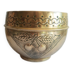 Ancien cache pot laiton cerises vintage Ancien cache pot laiton cerises vintage