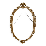 Ancien cadre de miroir oval fronton noeud style louis xv bronze dor