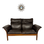 Ancien canap� 2 places design dreipunkt scala teck cuir noir vintage