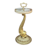 Ancien cendrier - poisson sur pied en laiton dor et onyx (4, 464 kg)