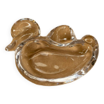 Ancien cendrier vide poche forme canard en cristal de vannes vintage