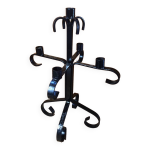 Ancien chandelier 5 feux bougeoirs fer forge noir vintage #a577