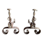 Anciens chenets de chemine monogramms jm