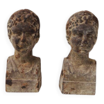 Anciens chenets en fonte : buste d'empereur romain