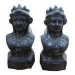 Anciens chenets en fonte princesse
