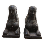 Anciens chenets en fonte sphinx