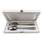 Ancien coffret couvert en argent ou métal argenté cuillère et fourchette avec poinçons Ancien coffret couvert en argent ou métal argenté cuillère et fourchette avec poinçons