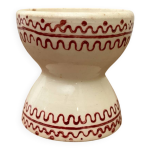 Ancien coquetier diabolo avec motifs bordeaux