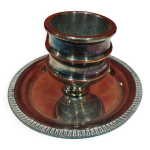 Ancien coquetier en mtal argent avec sa soucoupe