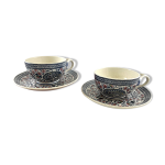 Ancien duo tasses & soucoupes gien dcor cachemire bothee faence france