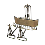 Ancien ensemble de chemine en fer forg (9 pices)