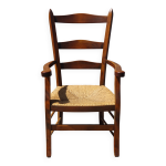 Ancien fauteuil en bois massif et paille