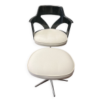 Ancien fauteuil de coiffure et son repose pieds