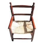 Ancien fauteuil pour enfant en bois & paille Ancien fauteuil pour enfant en bois & paille