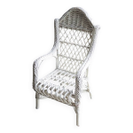 Ancien fauteuil pour enfant en osier blanc