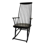 Ancien fauteuil rocking - chair en bois design scandinave annes 70 vintage