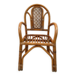 Ancien fauteuil en rotin et bambou des ann�es 70