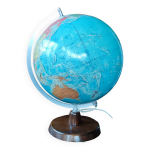 Ancien globe terrestre lumineux mappemonde en verre