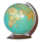 Ancien globe terrestre verre lumineux mappemonde art d�co colomb w. jaden