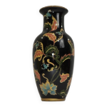 Ancien grand vase noir décor de feuilles / vintage / xxsiecle / potiche Ancien grand vase noir décor de feuilles / vintage / xxsiecle / potiche