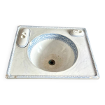 Ancien lavabo en porcelaine d�cor bleu vintage