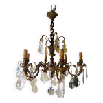 Ancien lustre en bronze et cristal