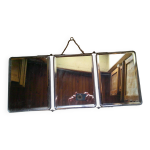 Ancien miroir de barbier 3 faces