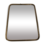 Ancien miroir de barbier contour en aluminium et trépied décoration vintage Ancien miroir de barbier contour en aluminium et trépied décoration vintage