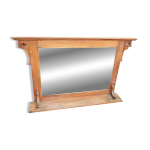 Ancien miroir biseaut avec cadres et tablette en bois