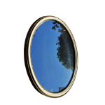 Ancien miroir ovale guilloch� dor� et peint