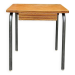 Ancien petit bureau d colier bois et acier tubulaire - annes 60