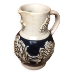 Ancien pichet alsace c�ramique gris bleu d�cor vignes vintage