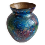 Ancien pice unique vase laque line verre glomis vintage anne 80 made france